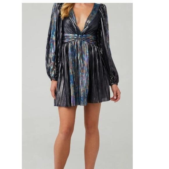 New FREE PEOPLE by Sabina Musayev Wendy Mini Dress $325 LARGE Dark Silver - Picture 3 of 6